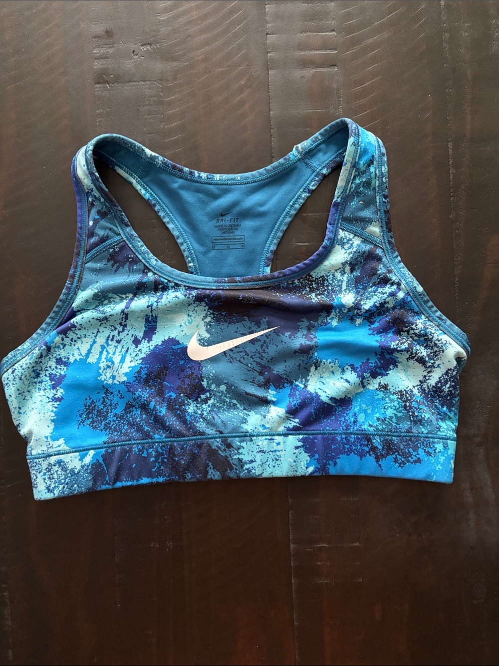 Nike Blue & Purple Abstract Racerback Sports Bra
